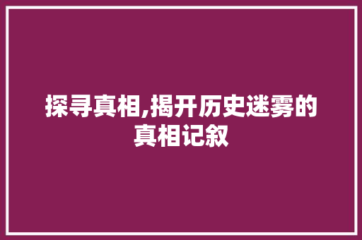 探寻真相,揭开历史迷雾的真相记叙