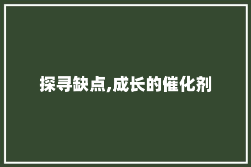 探寻缺点,成长的催化剂