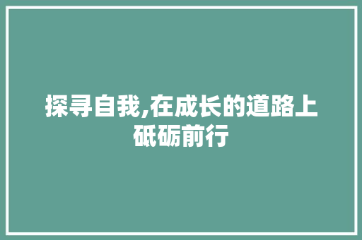 探寻自我,在成长的道路上砥砺前行