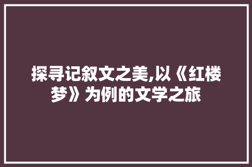 探寻记叙文之美,以《红楼梦》为例的文学之旅