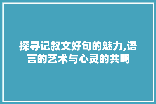 探寻记叙文好句的魅力,语言的艺术与心灵的共鸣