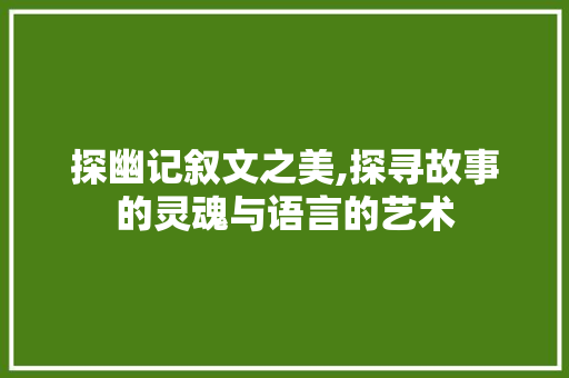 探幽记叙文之美,探寻故事的灵魂与语言的艺术