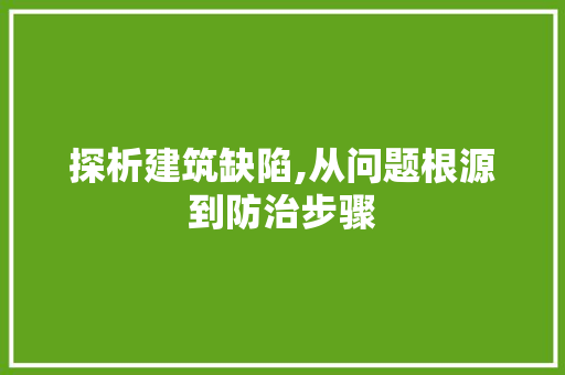 探析建筑缺陷,从问题根源到防治步骤