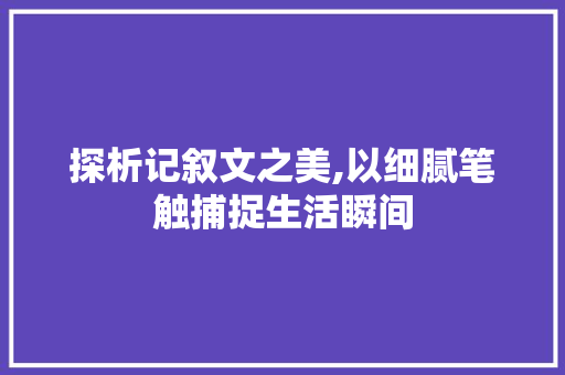 探析记叙文之美,以细腻笔触捕捉生活瞬间