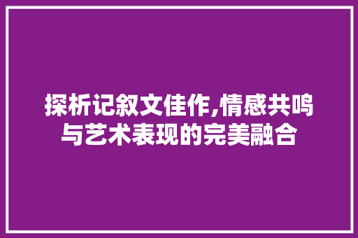 探析记叙文佳作,情感共鸣与艺术表现的完美融合