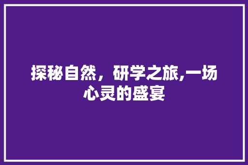 探秘自然，研学之旅,一场心灵的盛宴