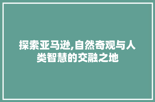 探索亚马逊,自然奇观与人类智慧的交融之地