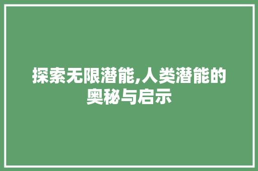 探索无限潜能,人类潜能的奥秘与启示