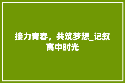 接力青春，共筑梦想_记叙高中时光