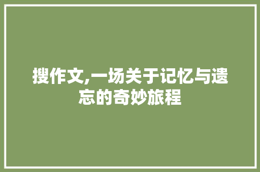 搜作文,一场关于记忆与遗忘的奇妙旅程