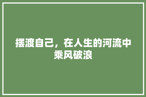 摆渡自己，在人生的河流中乘风破浪