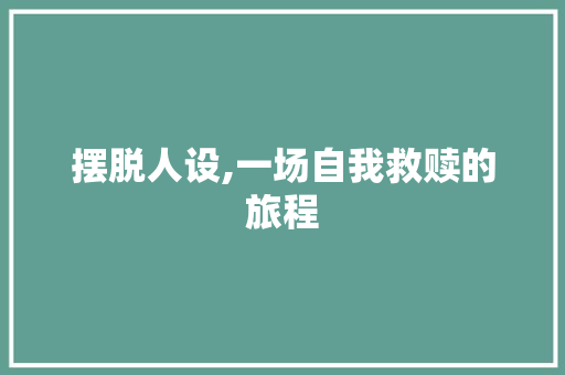 摆脱人设,一场自我救赎的旅程