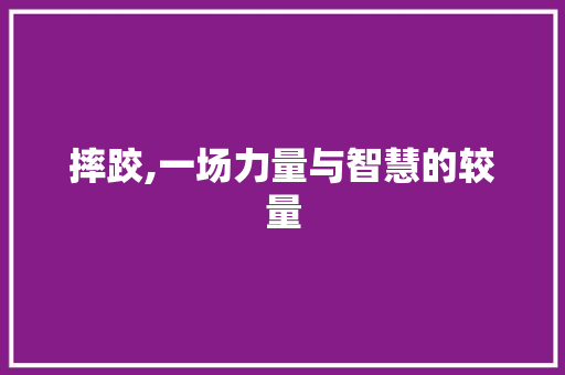 摔跤,一场力量与智慧的较量