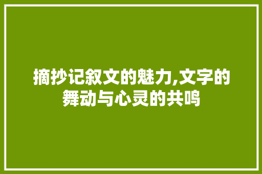 摘抄记叙文的魅力,文字的舞动与心灵的共鸣