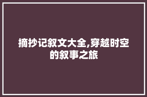 摘抄记叙文大全,穿越时空的叙事之旅