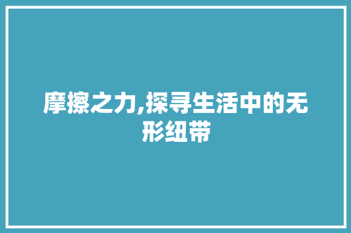 摩擦之力,探寻生活中的无形纽带