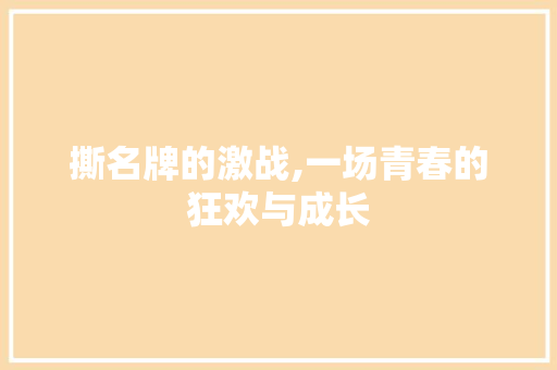 撕名牌的激战,一场青春的狂欢与成长