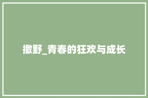 撒野_青春的狂欢与成长 工作总结范文