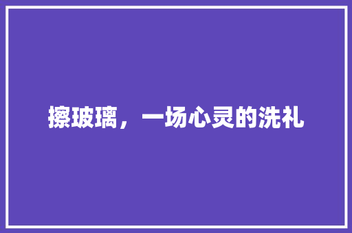 擦玻璃，一场心灵的洗礼