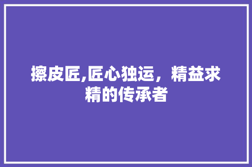 擦皮匠,匠心独运，精益求精的传承者 商务邮件范文