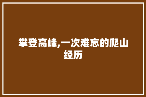 攀登高峰,一次难忘的爬山经历