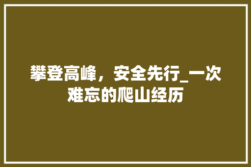 攀登高峰，安全先行_一次难忘的爬山经历