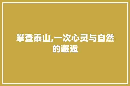 攀登泰山,一次心灵与自然的邂逅