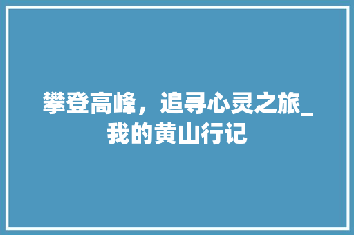 攀登高峰，追寻心灵之旅_我的黄山行记