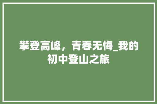 攀登高峰，青春无悔_我的初中登山之旅