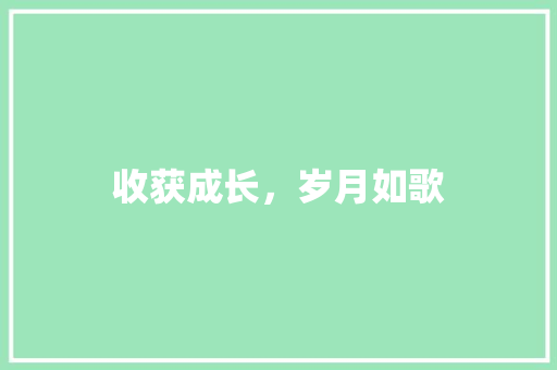 收获成长，岁月如歌