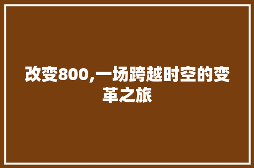 改变800,一场跨越时空的变革之旅