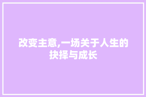 改变主意,一场关于人生的抉择与成长