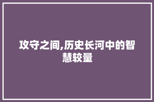 攻守之间,历史长河中的智慧较量