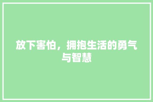 放下害怕，拥抱生活的勇气与智慧