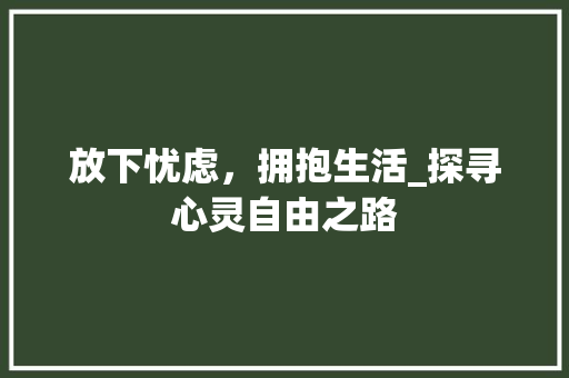 放下忧虑，拥抱生活_探寻心灵自由之路