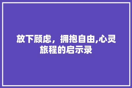 放下顾虑，拥抱自由,心灵旅程的启示录