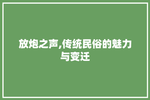 放炮之声,传统民俗的魅力与变迁