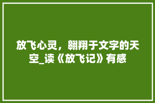 放飞心灵，翱翔于文字的天空_读《放飞记》有感