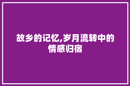 故乡的记忆,岁月流转中的情感归宿