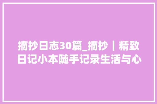 摘抄日志30篇_摘抄｜精致日记小本随手记录生活与心情