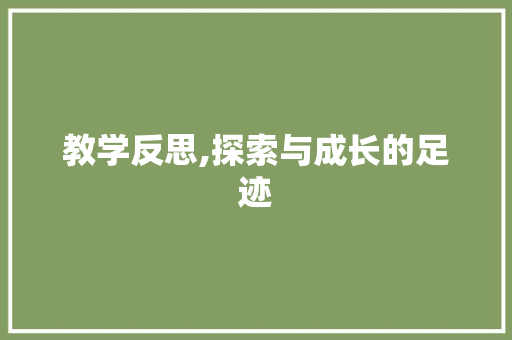 教学反思,探索与成长的足迹