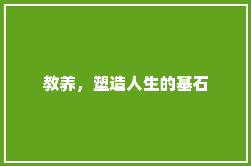 教养，塑造人生的基石