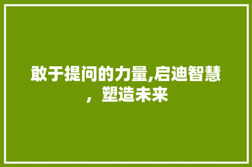 敢于提问的力量,启迪智慧，塑造未来