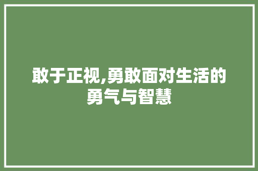 敢于正视,勇敢面对生活的勇气与智慧