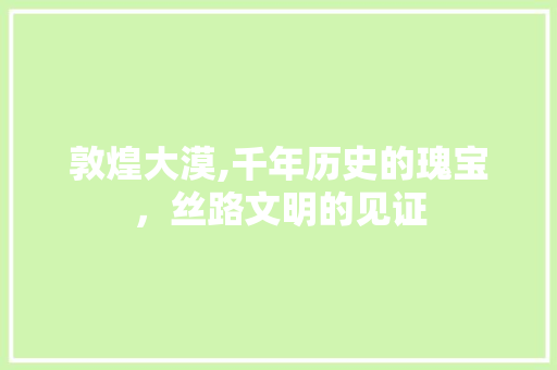 敦煌大漠,千年历史的瑰宝，丝路文明的见证