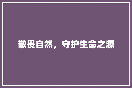 敬畏自然，守护生命之源