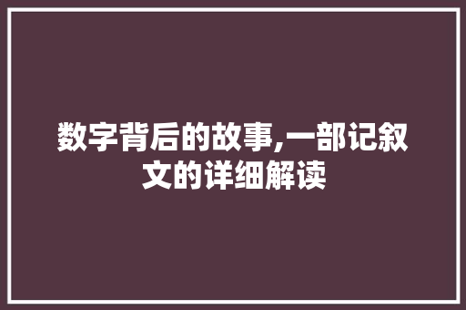 数字背后的故事,一部记叙文的详细解读