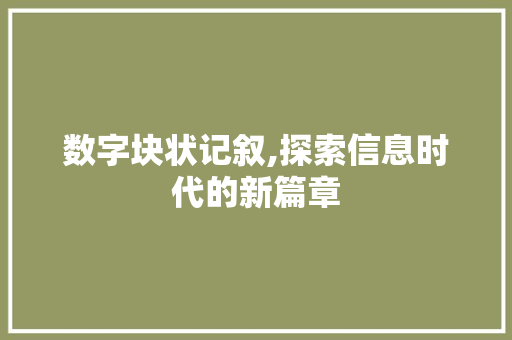 数字块状记叙,探索信息时代的新篇章