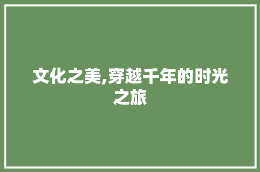 文化之美,穿越千年的时光之旅