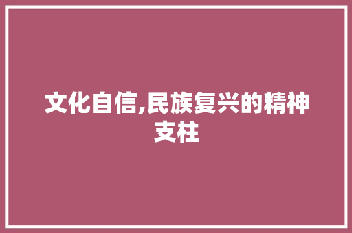 文化自信,民族复兴的精神支柱